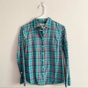 J Crew | Boy Cut Collared Plaid Shirt | Sz 0
